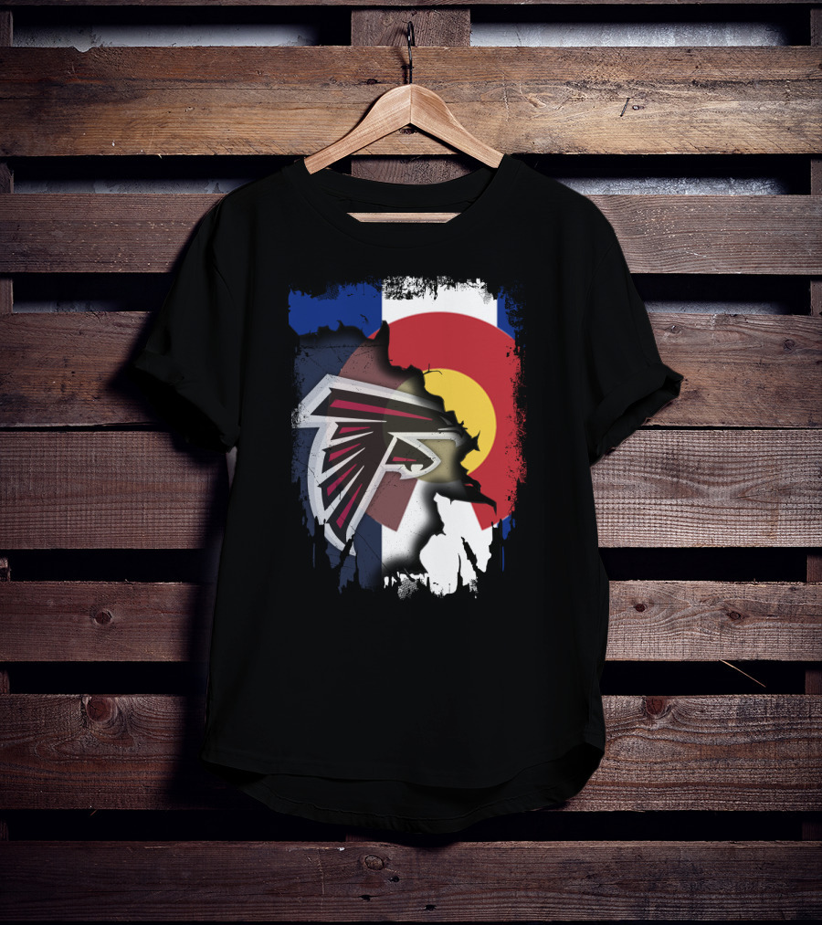 Together Colorado Falcons With State Flag And Atlanta Falcons Logo Fusion T-Shirt