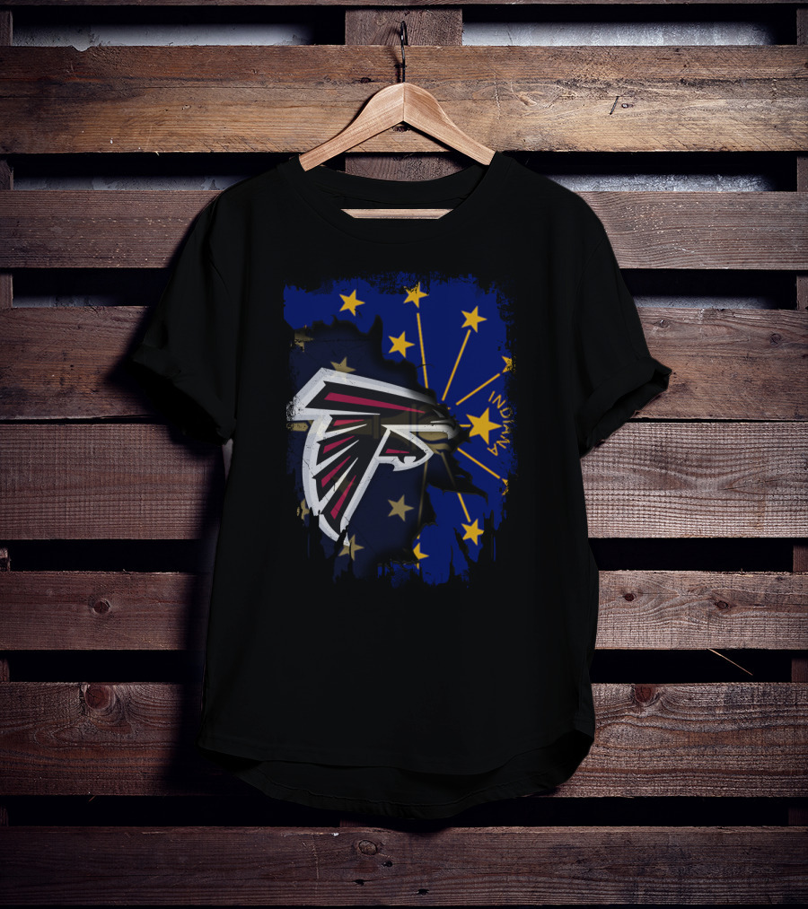 Indiana State Flag With Atlanta Falcons Logo Together T-Shirt