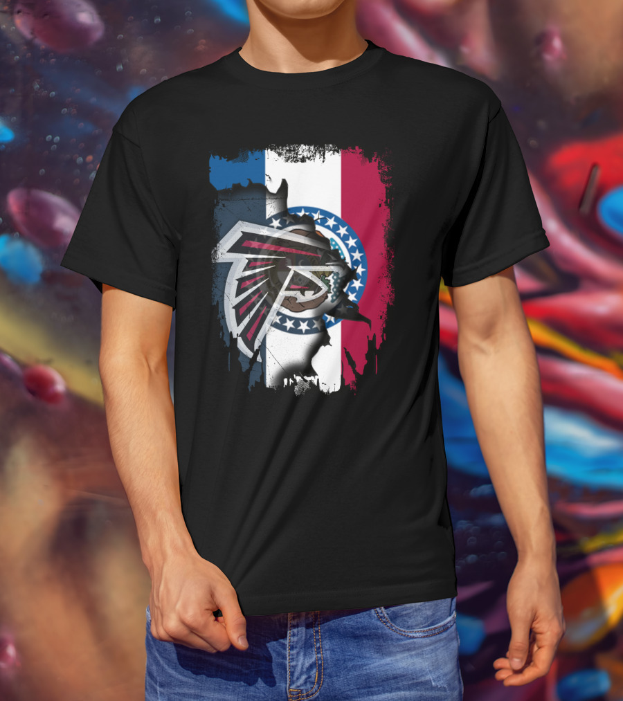 Together Missouri With Atlanta Falcons Blended With State Flag T-Shirt