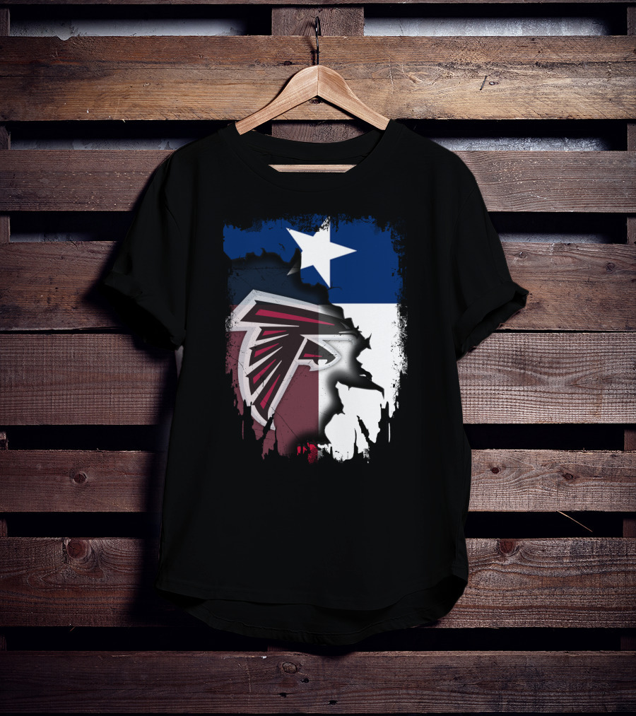 Texas State Flag Combined With Atlanta Falcons T-Shirt