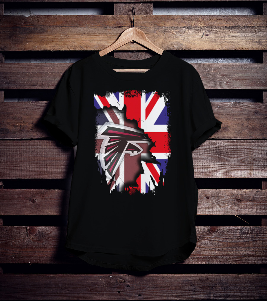 United Kingdom Flag With Falcons Logo Together T-Shirt
