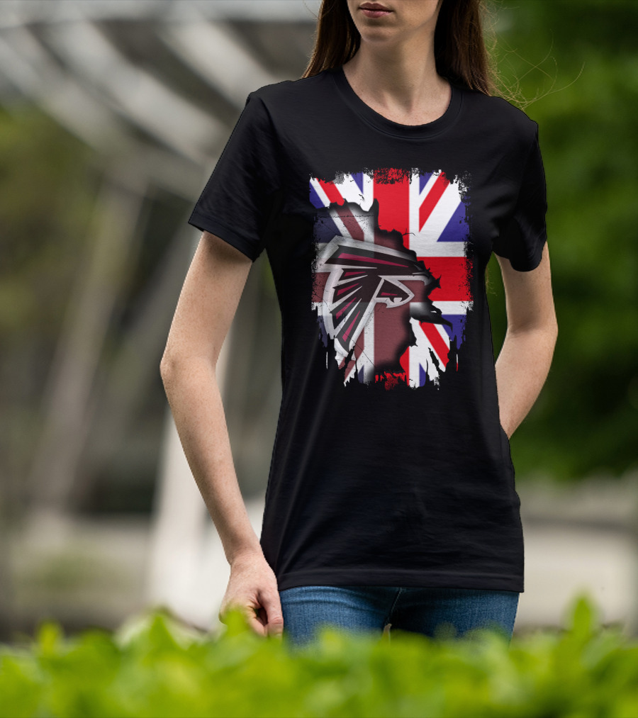 United Kingdom Flag With Falcons Logo Together T-Shirt