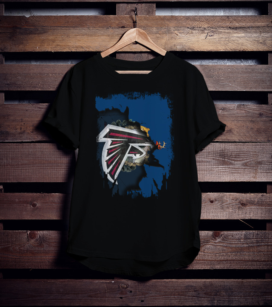 Together Vermont With Atlanta Falcons Logo On Distressed Blue Background T-Shirt