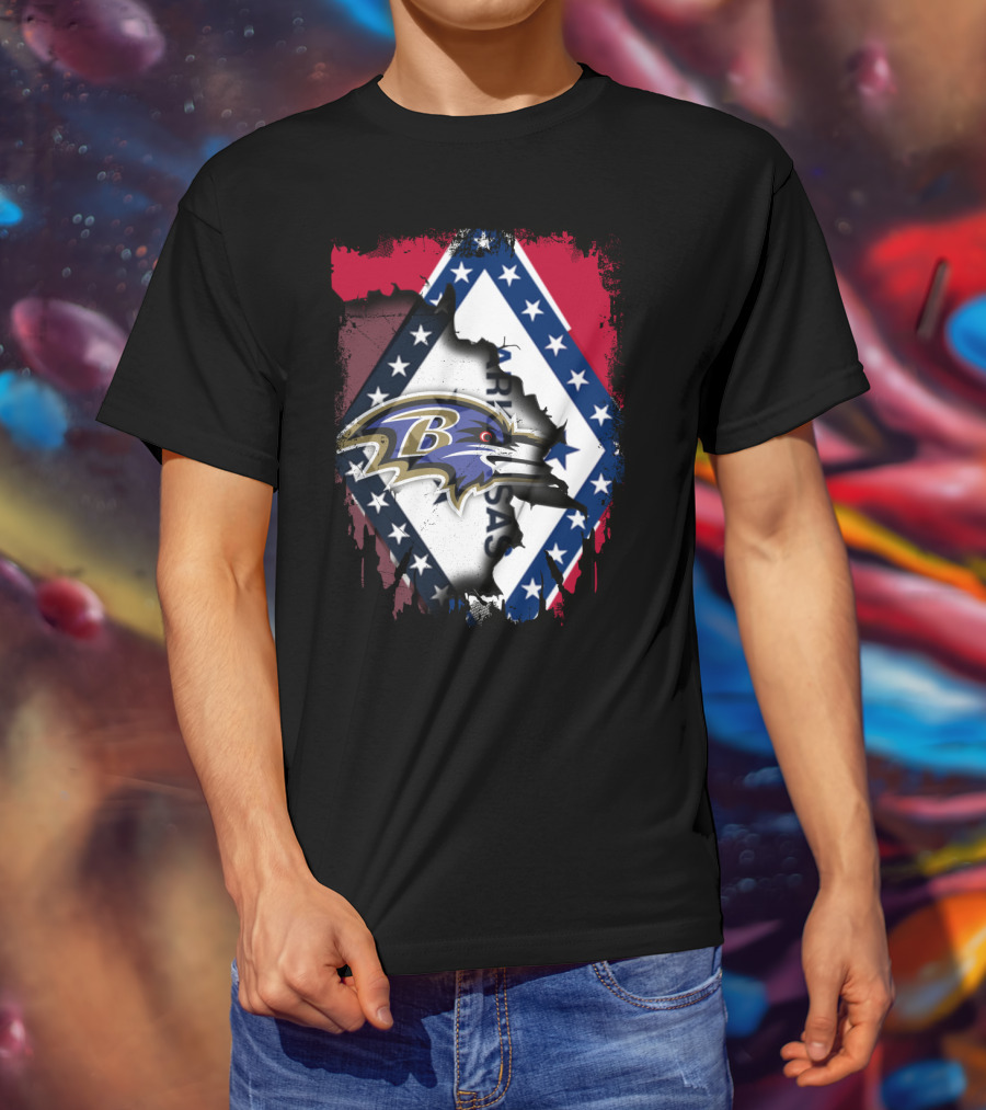 Arkansas State Pride With Baltimore Ravens T-Shirt