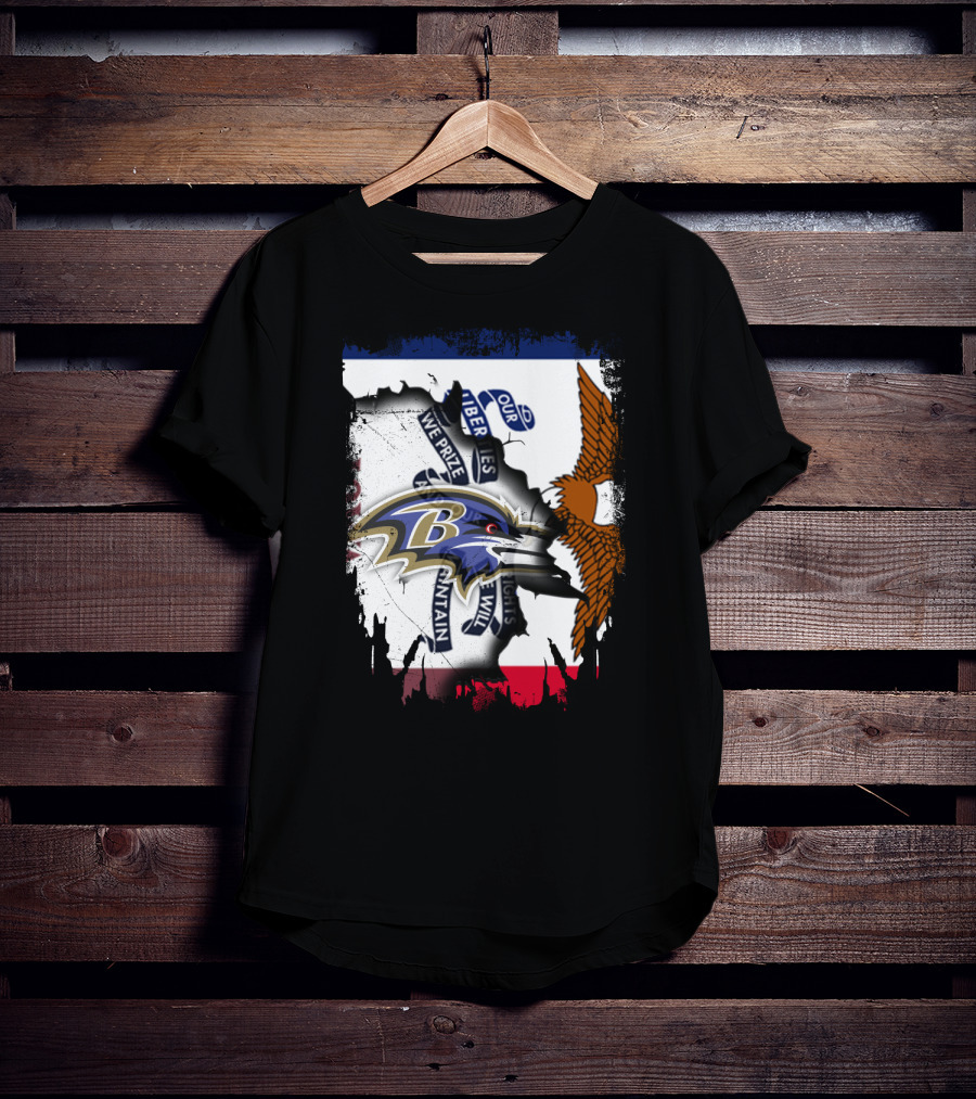 Baltimore Ravens Iowa Flag Tribute Together Forever T-Shirt