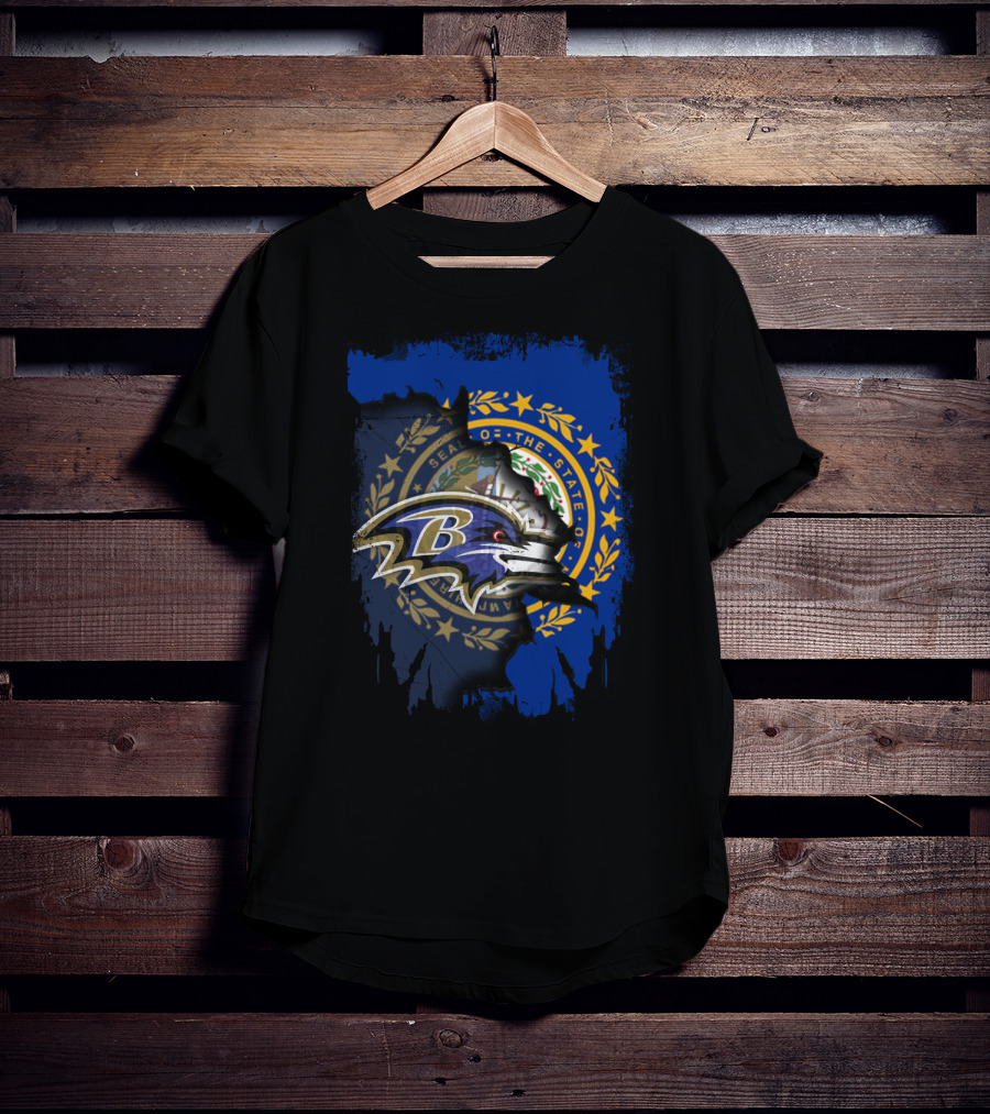 New Hampshire State Seal With Ravens NFL Logo Integration T-Shirt