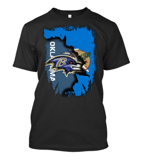 Oklahoma State Flag With Ravens Football Logo Integration T-Shirt