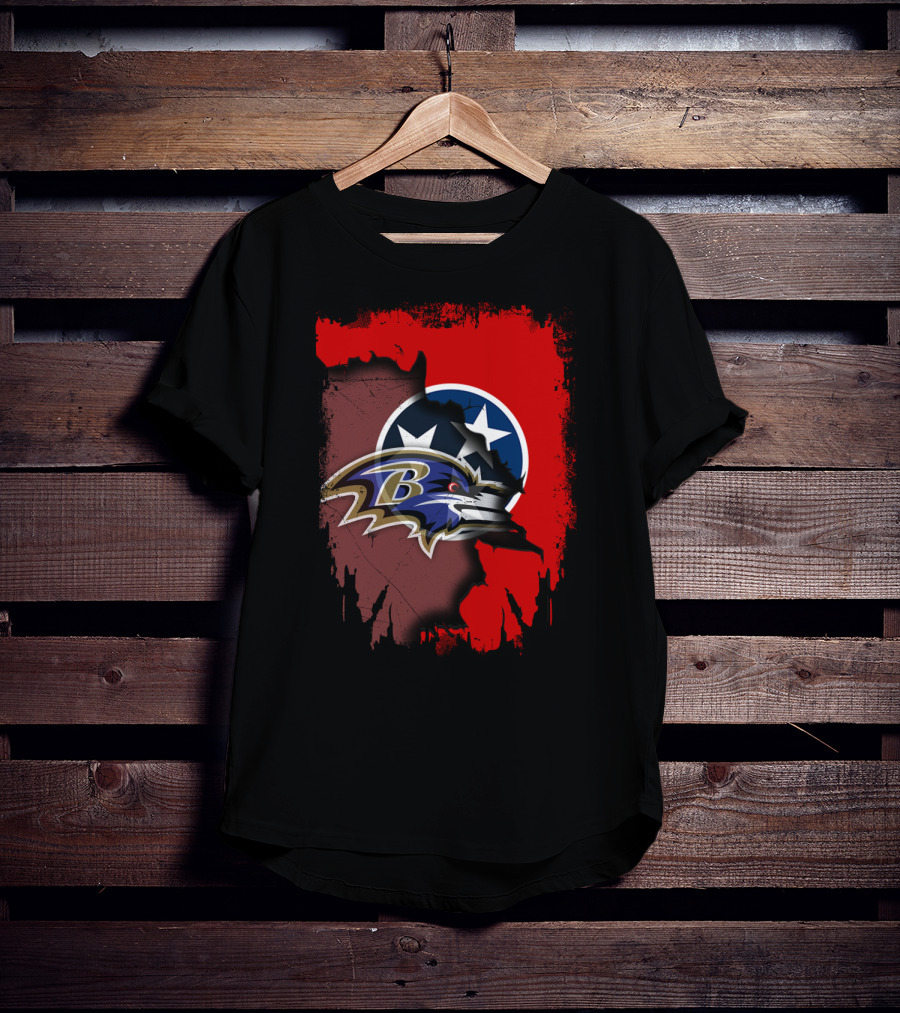 Tennessee Ravens United With Tri-Star Flag Emblem T-Shirt