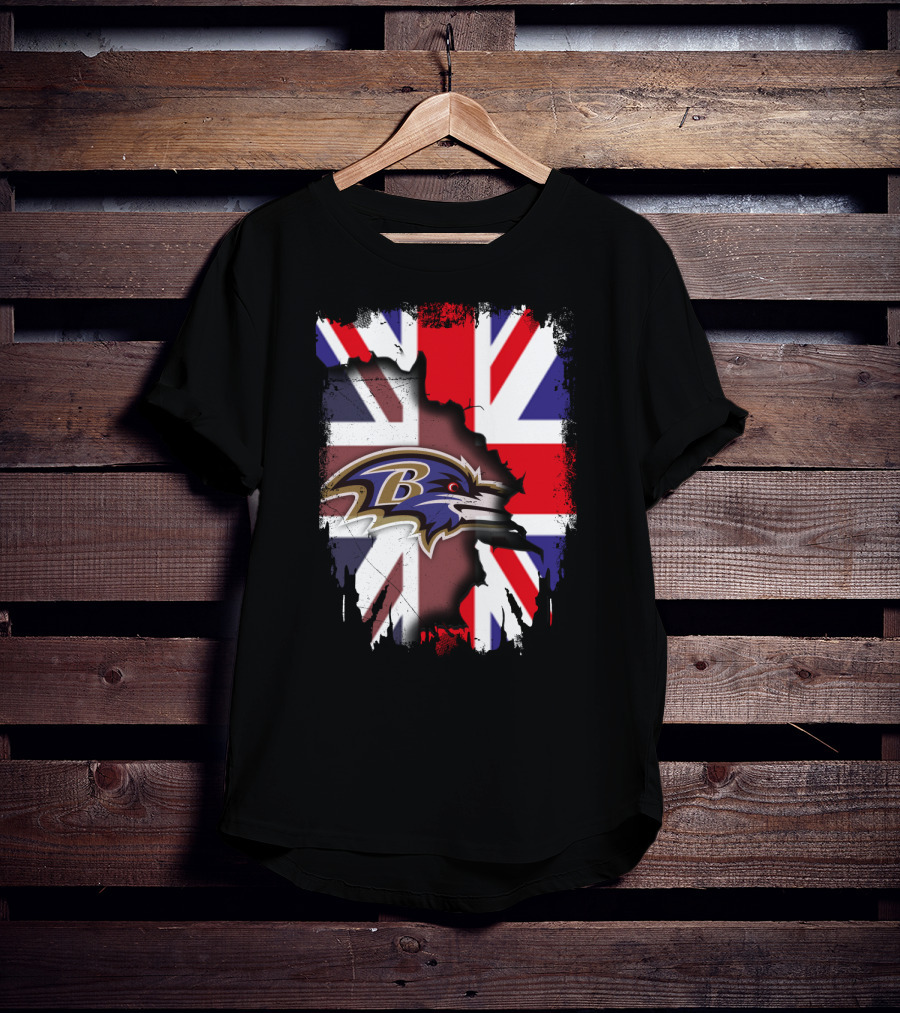 United Kingdom Union Jack With Ravens NFL Team T-Shirt