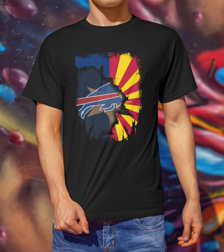 Arizona Flag And Buffalo Bills Logo United In Torn T-Shirt