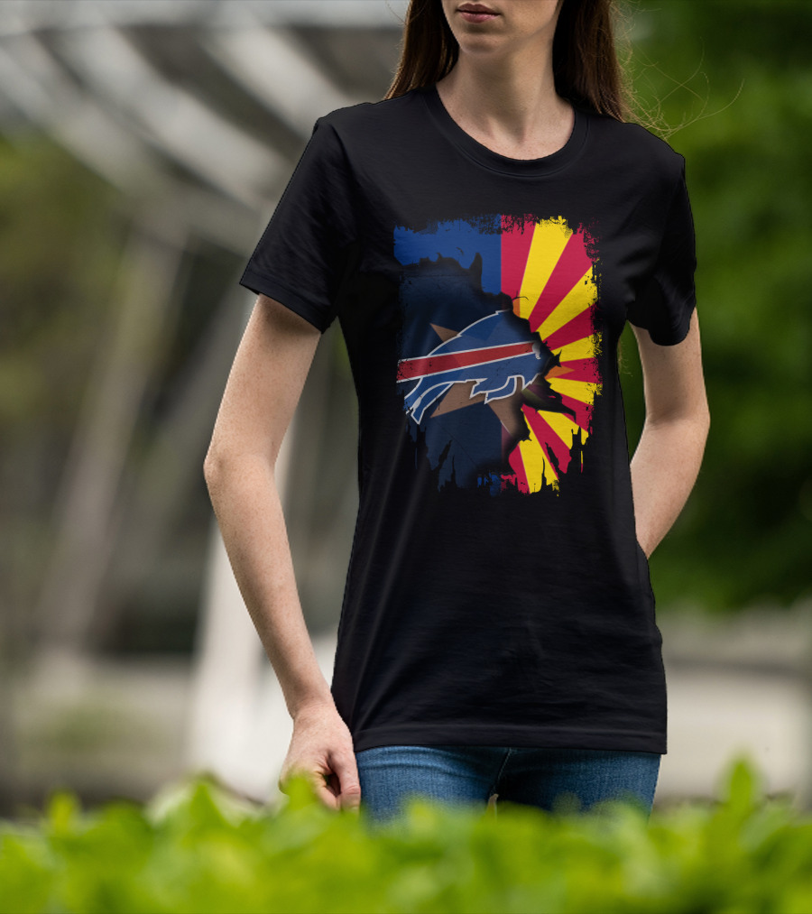 Arizona Flag And Buffalo Bills Logo United In Torn T-Shirt