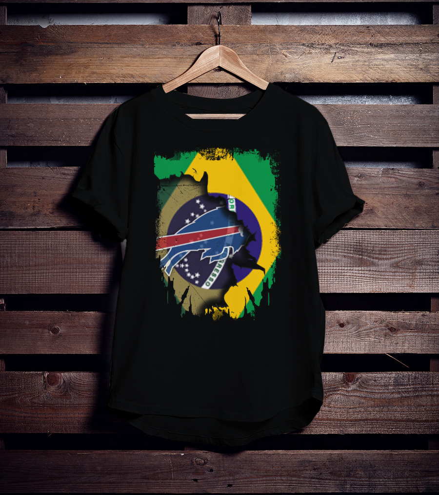 Brazilian Flag With Buffalo Bills Logo Integration T-Shirt