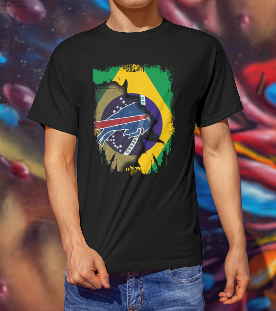 Brazilian Flag With Buffalo Bills Logo Integration T-Shirt