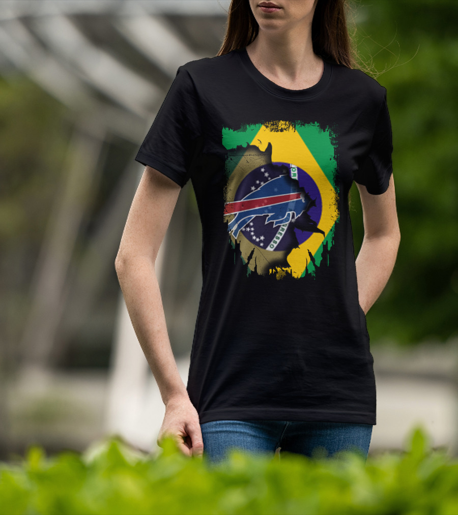 Brazilian Flag With Buffalo Bills Logo Integration T-Shirt