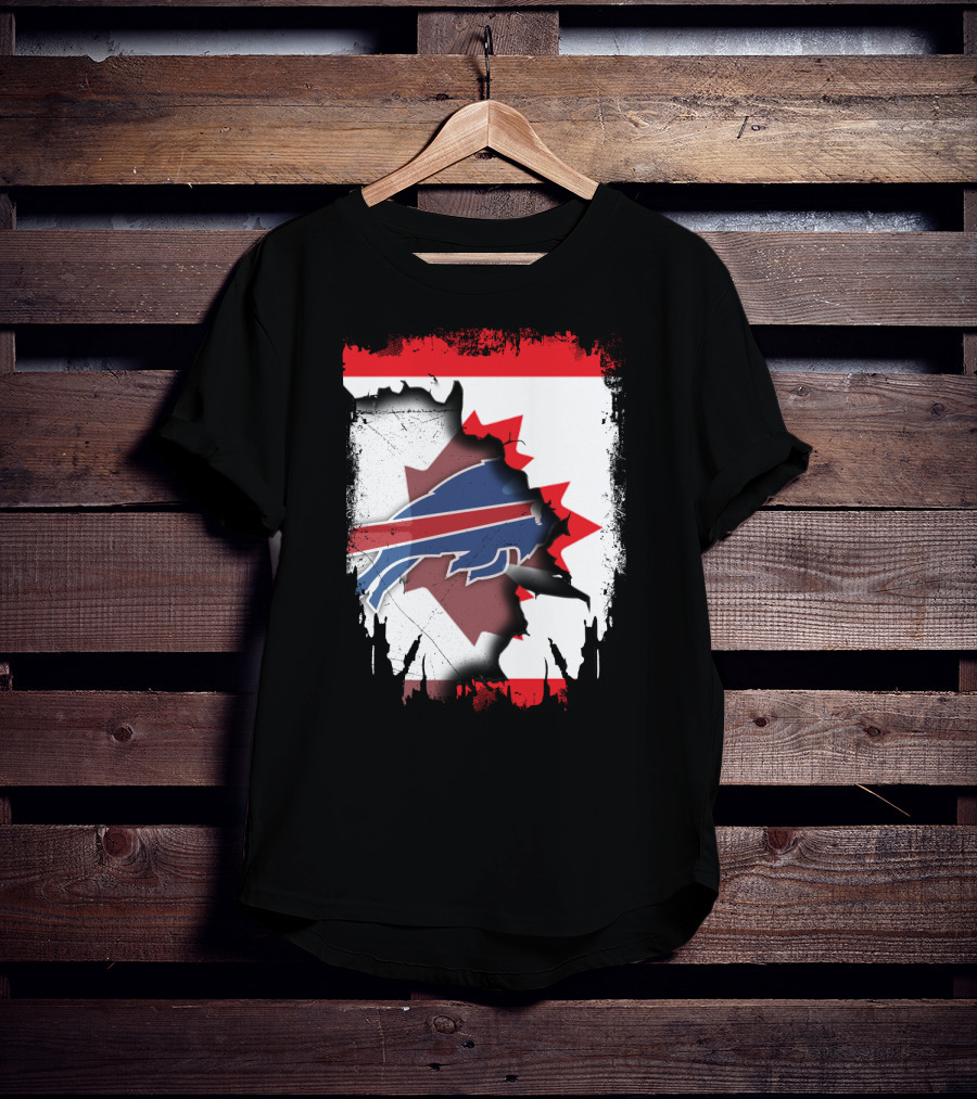 Together Canada With Bills Buffalo Logo And Maple Leaf Banner T-Shirt