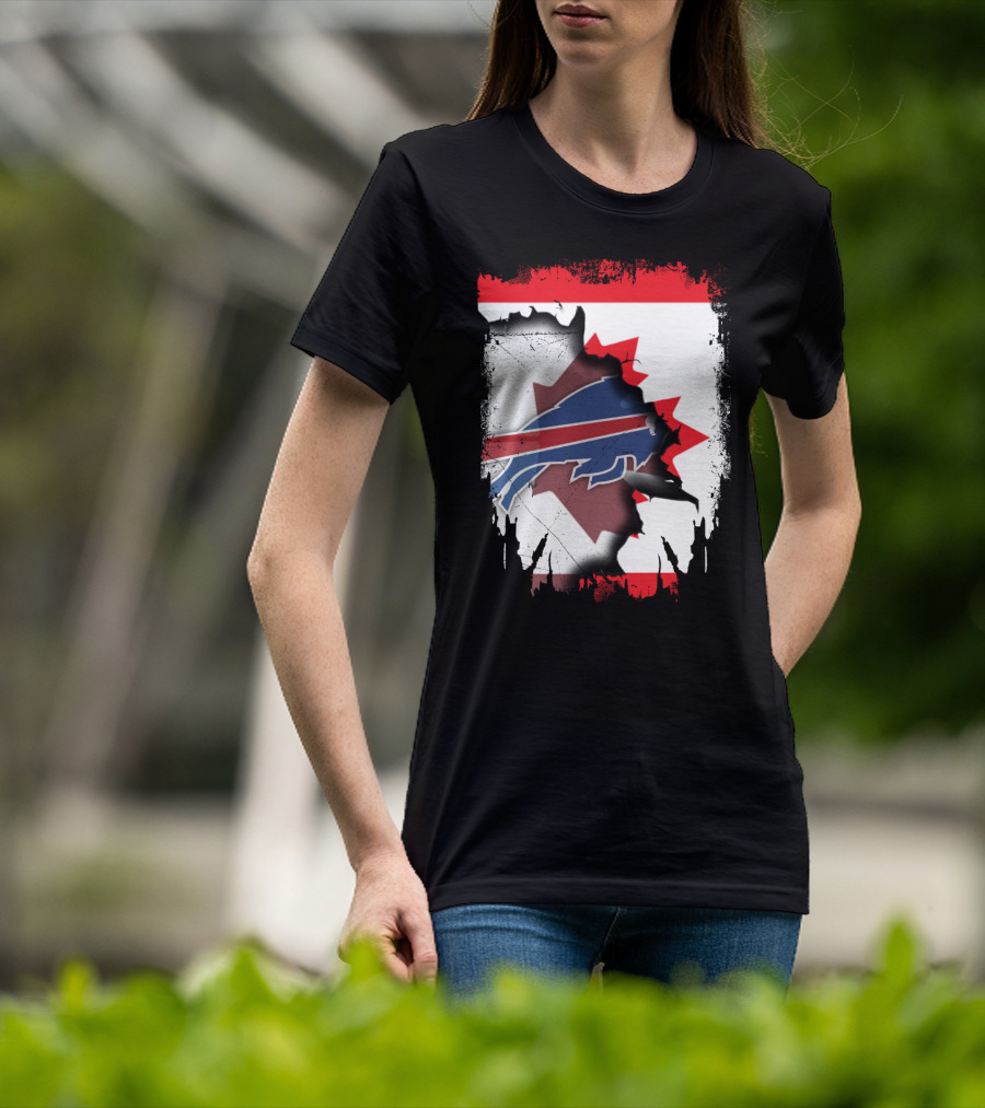 Together Canada With Bills Buffalo Logo And Maple Leaf Banner T-Shirt