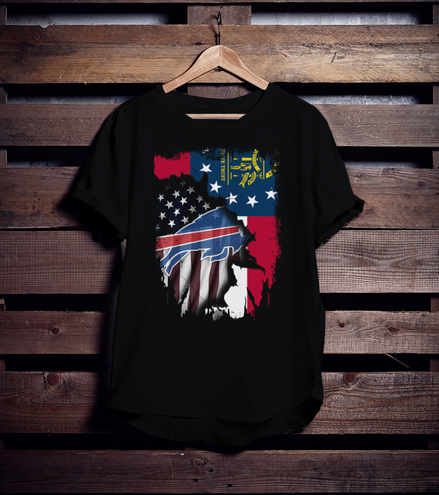 Together Georgia Flag Buffalo Bills American Flag Fusion T-Shirt