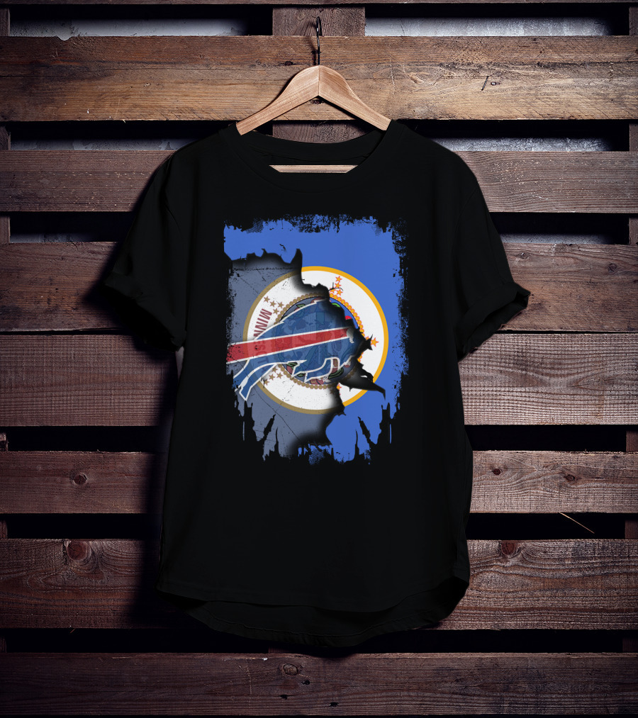 Together Minnesota Buffalo Bills State Flag Fusion T-Shirt