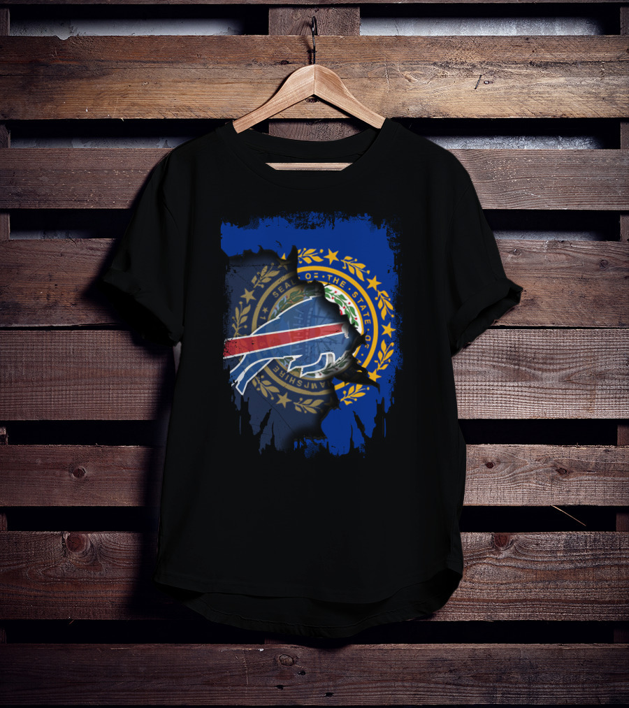 New Hampshire State Seal With Buffalo Bills Logo Integration T-Shirt