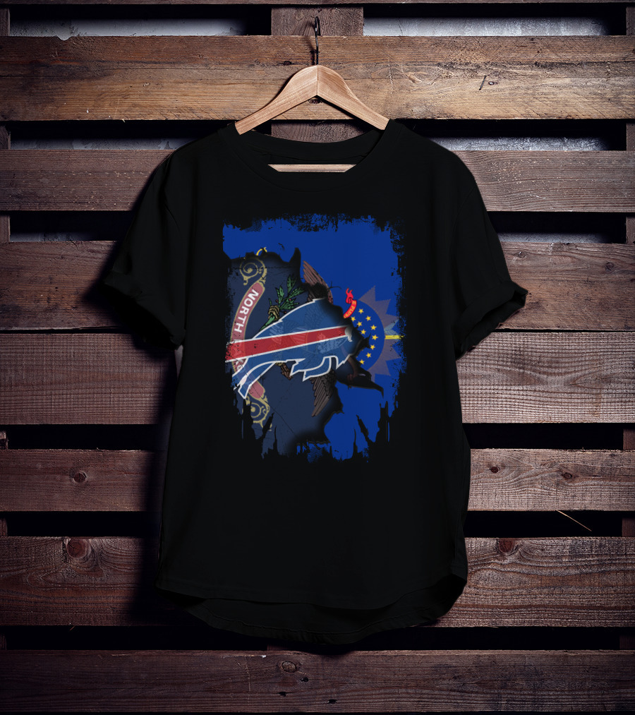 North Dakota State Pride With Buffalo Silhouette And Stars T-Shirt