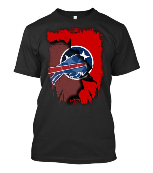 Together Tennessee Buffalo Bills Logo Tennessee Flag Fusion T-Shirt