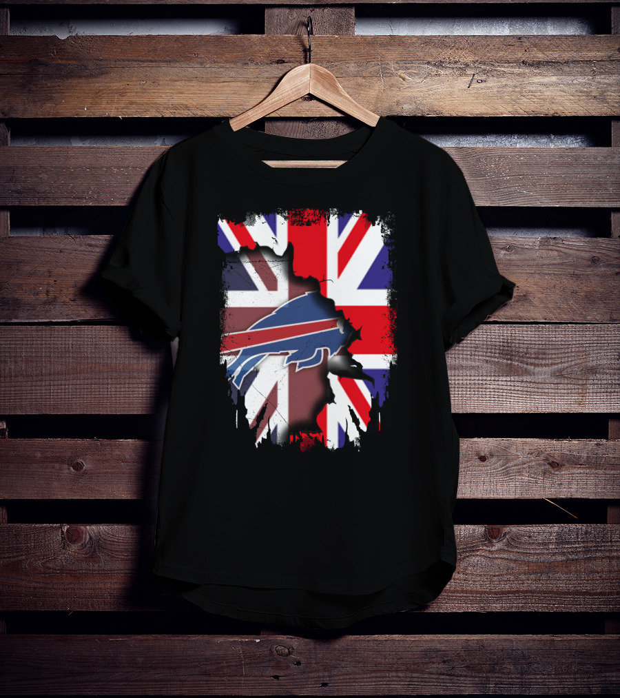 United Kingdom Flag Torn With Buffalo Bills T-Shirt
