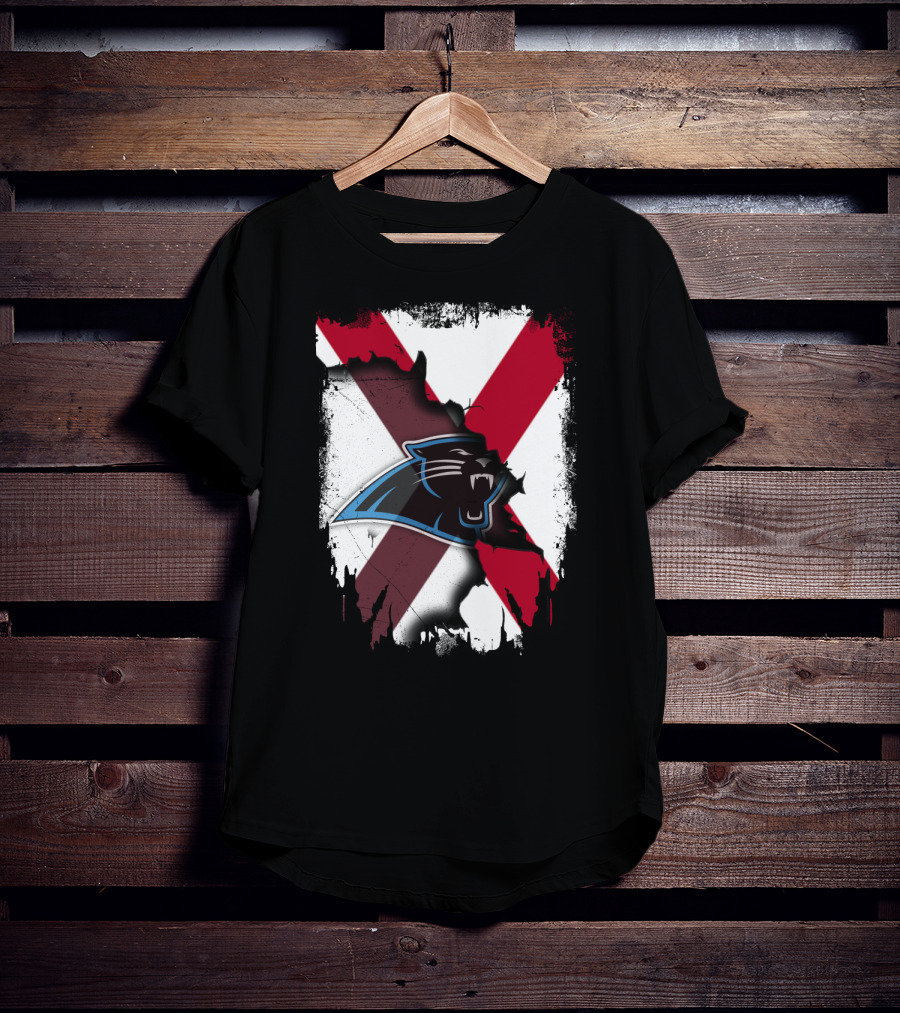 Alabama State Flag With Carolina Panthers Logo Fusion T-Shirt