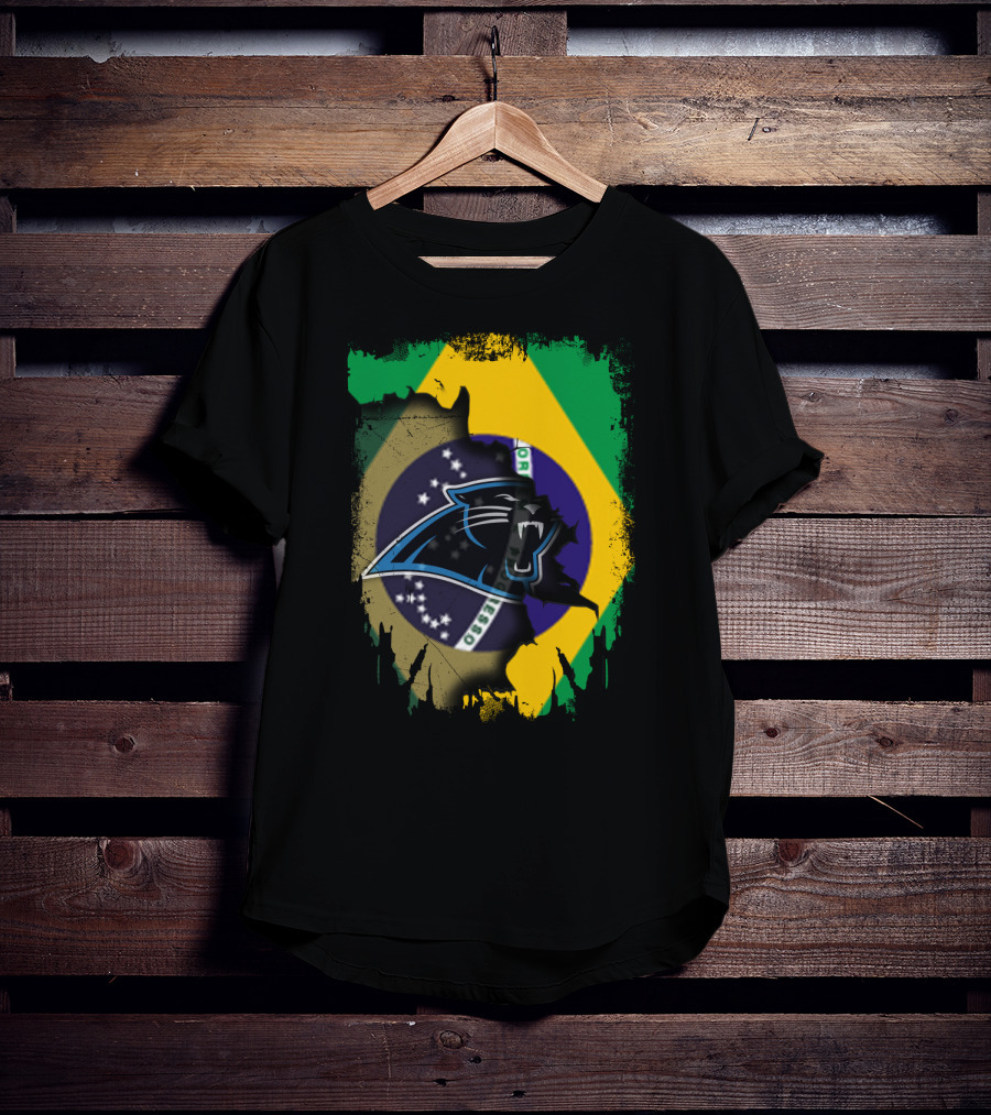 Together Brazil With Carolina Panthers Flag Fusion T-Shirt