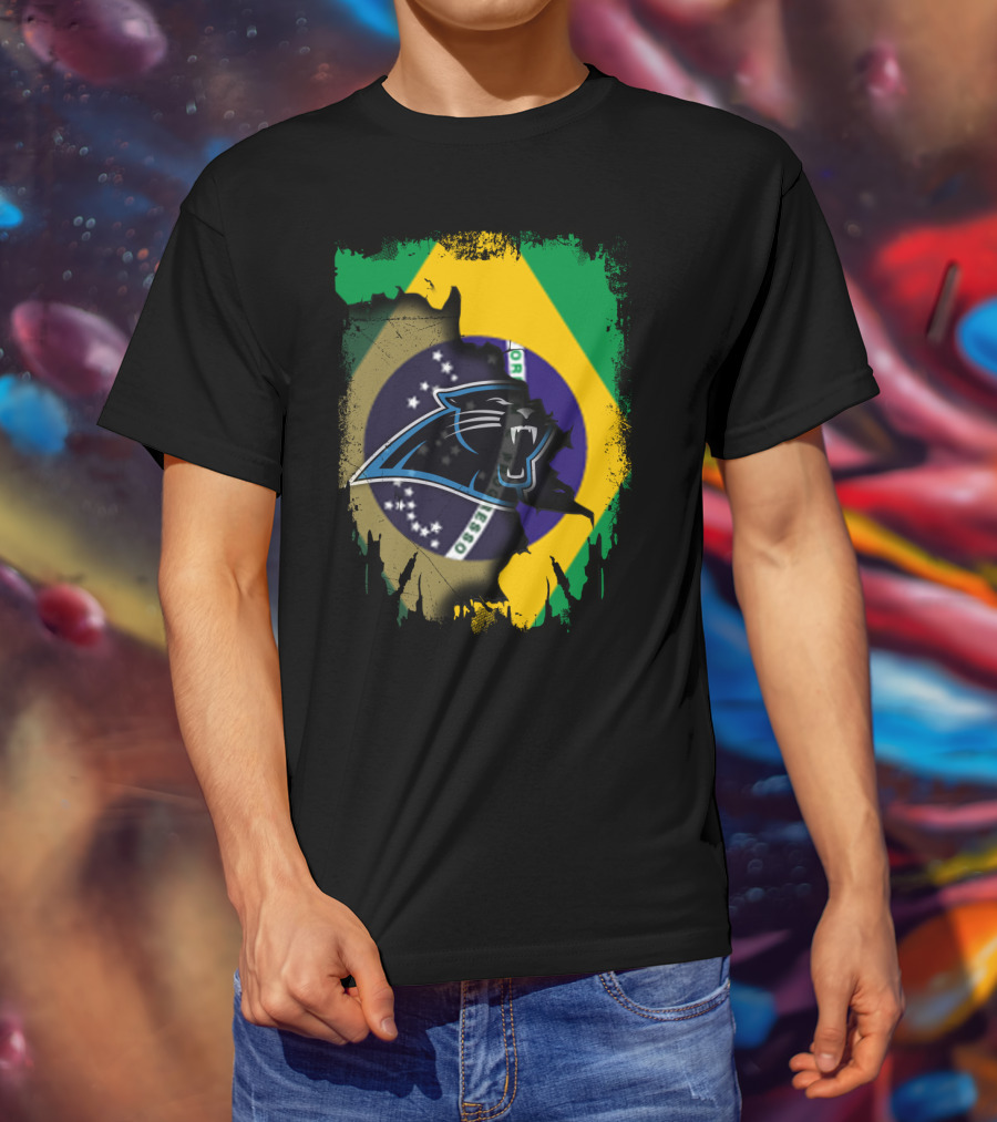 Together Brazil With Carolina Panthers Flag Fusion T-Shirt