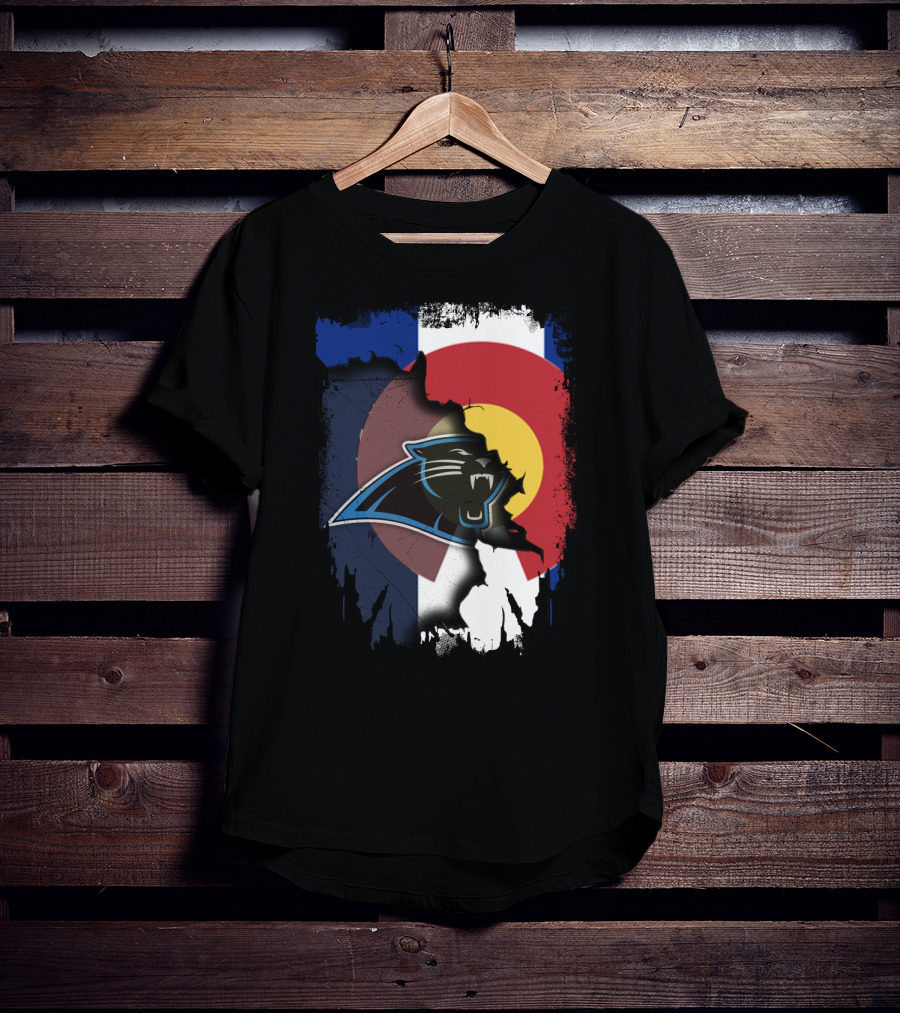 Colorado Flag With Panthers Logo Overlay T-Shirt