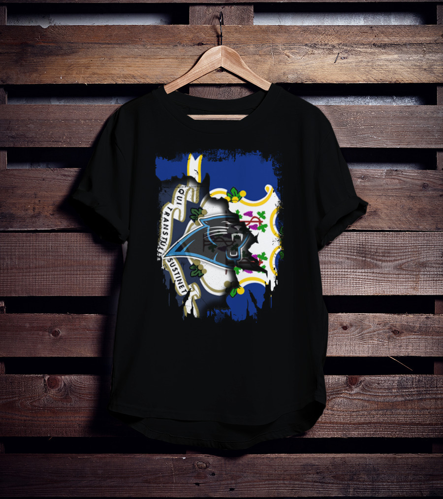 Connecticut Flag With Panthers Logo Integration T-Shirt