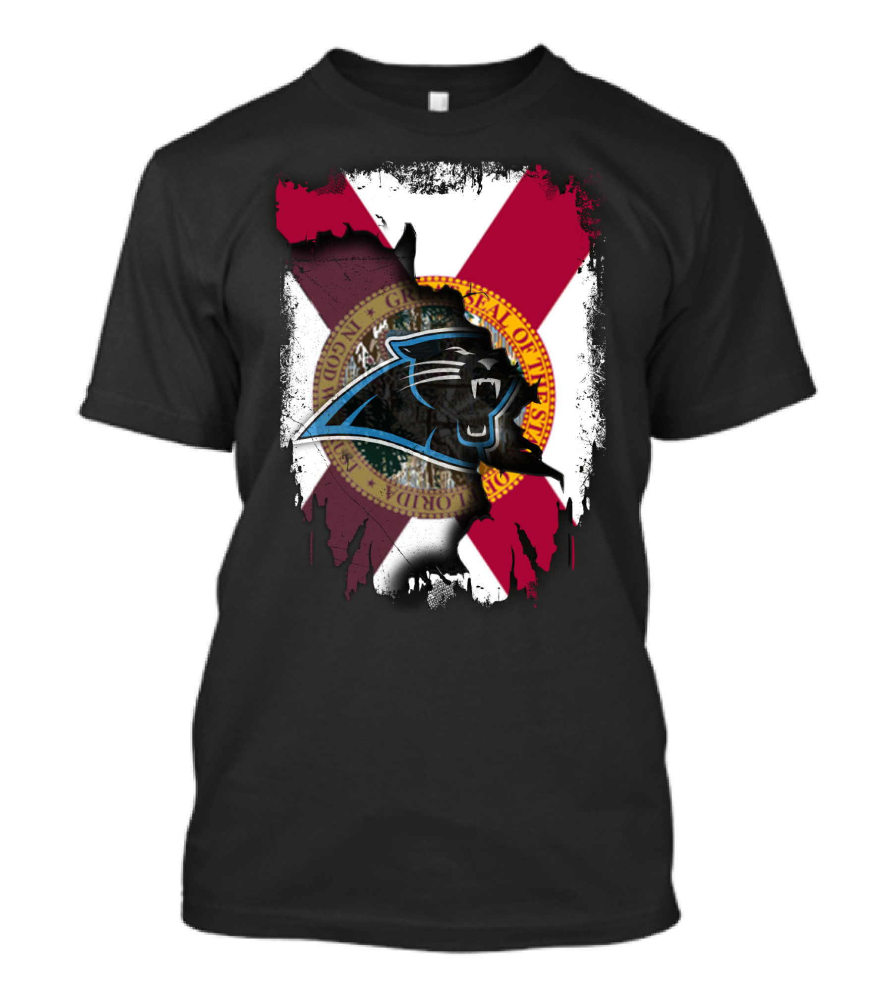 Florida Together With Carolina Panthers Logo And State T-Shirt