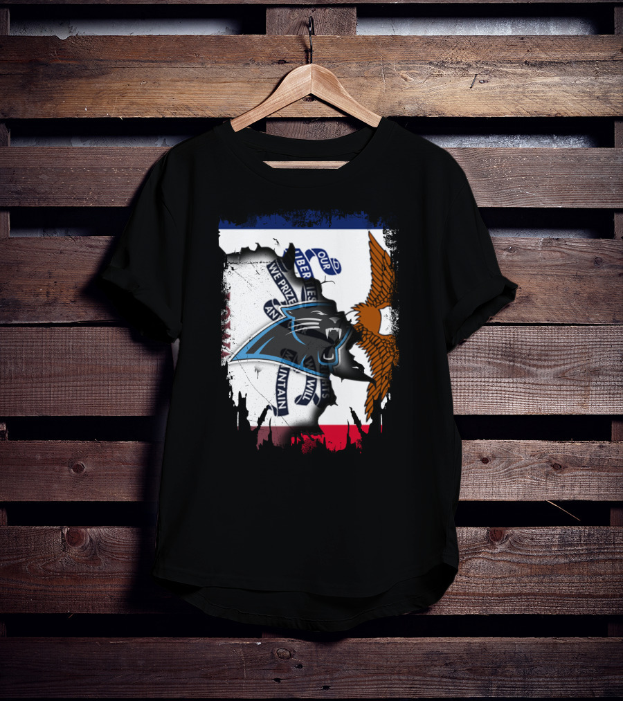 Iowa Panthers Emblem With Flag And Eagle T-Shirt