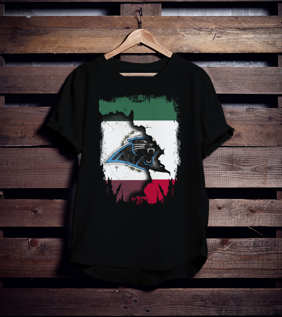 Together Mexico Carolina Panthers Flag Fusion T-Shirt
