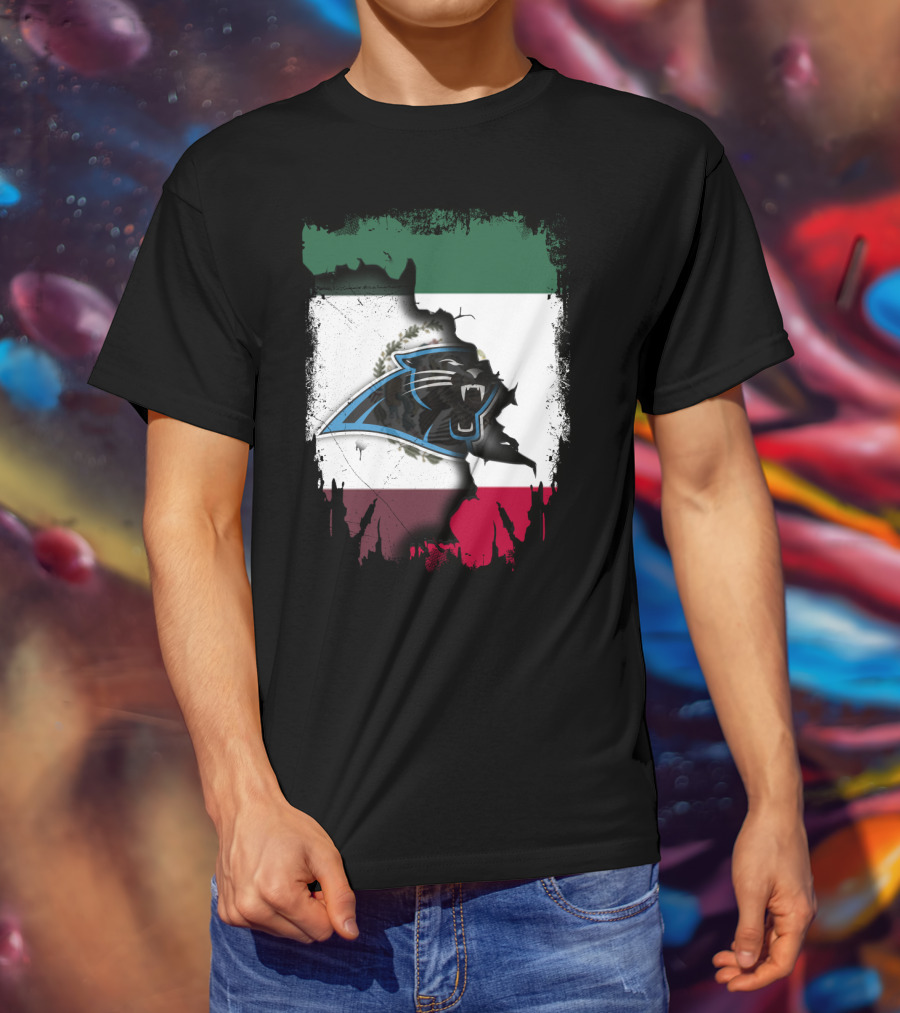 Together Mexico Carolina Panthers Flag Fusion T-Shirt
