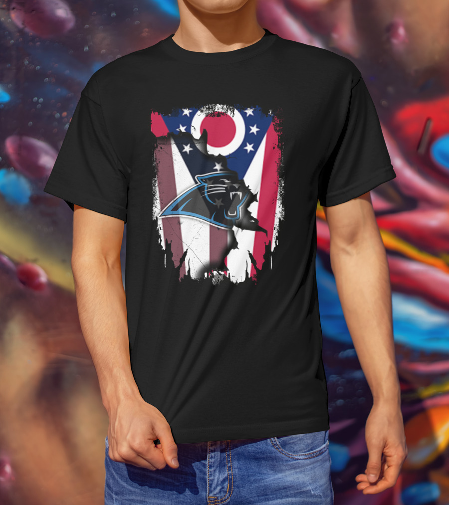 Ohio State Flag With Carolina Panthers T-Shirt