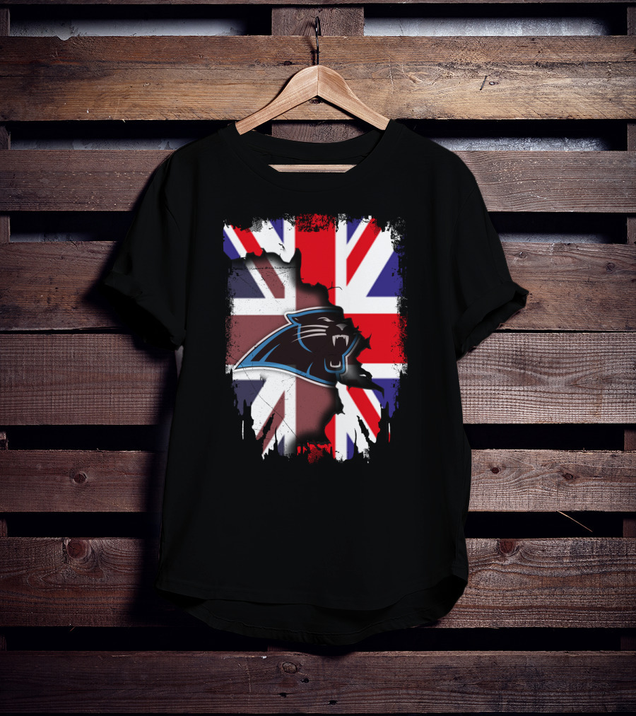 United Kingdom Flag With Panthers Logo Overlay T-Shirt