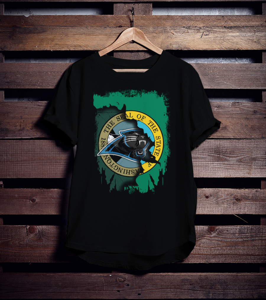 The Seal Of The State Of Washington With Carolina Panthers T-Shirt