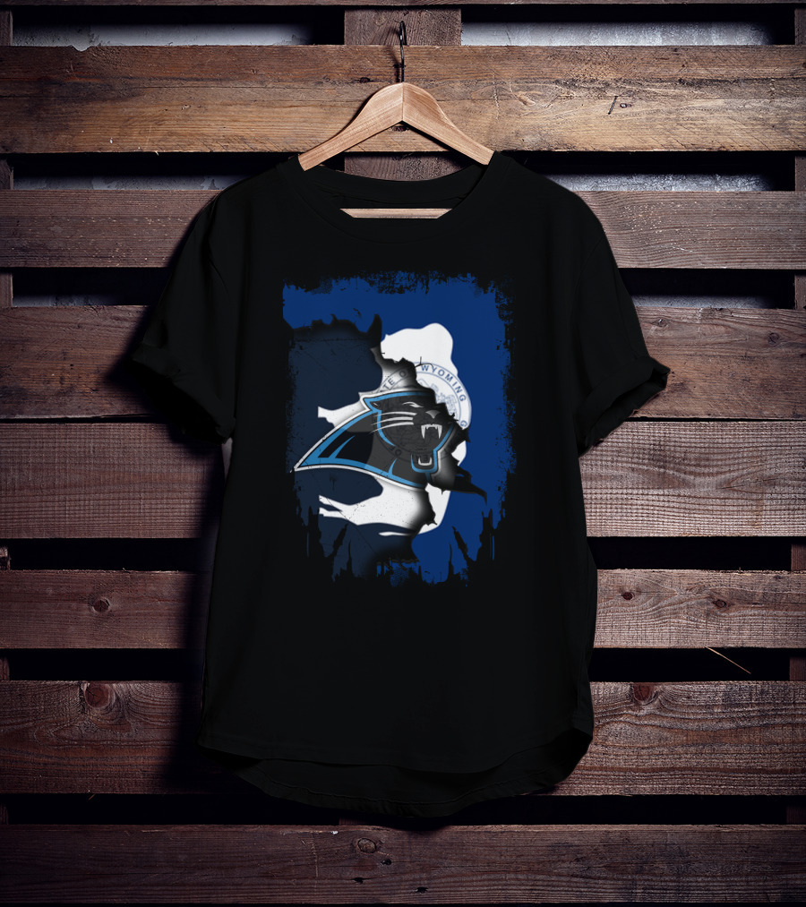 Wyoming Unity With Carolina Panthers Emblem T-Shirt