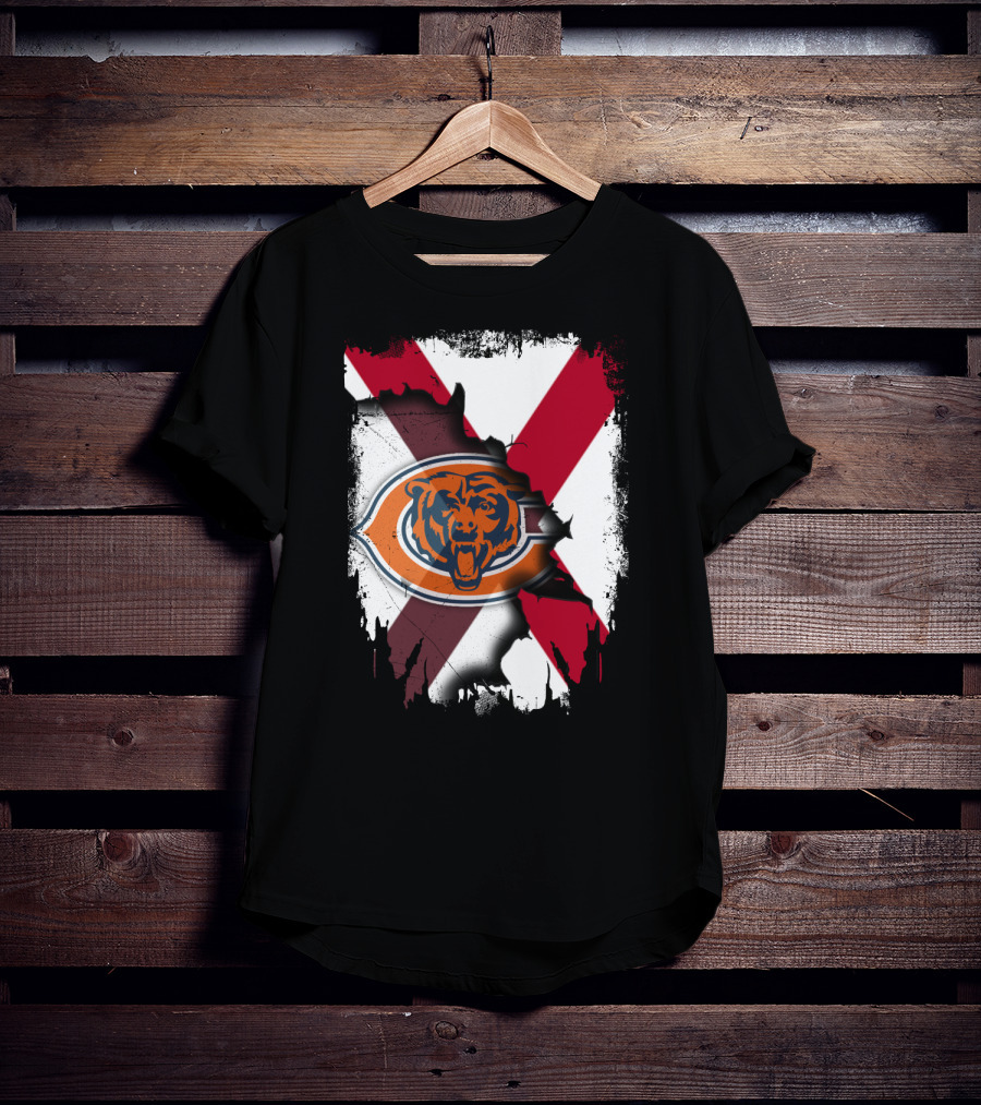 Alabama State Flag With Chicago Bears T-Shirt