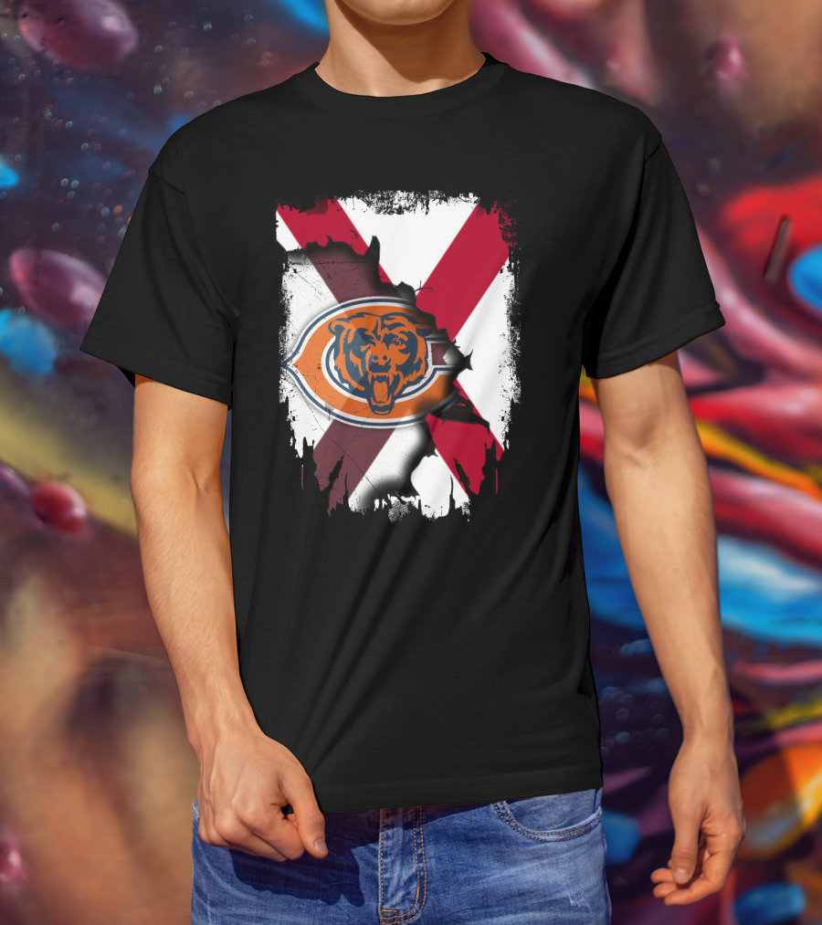 Alabama State Flag With Chicago Bears T-Shirt
