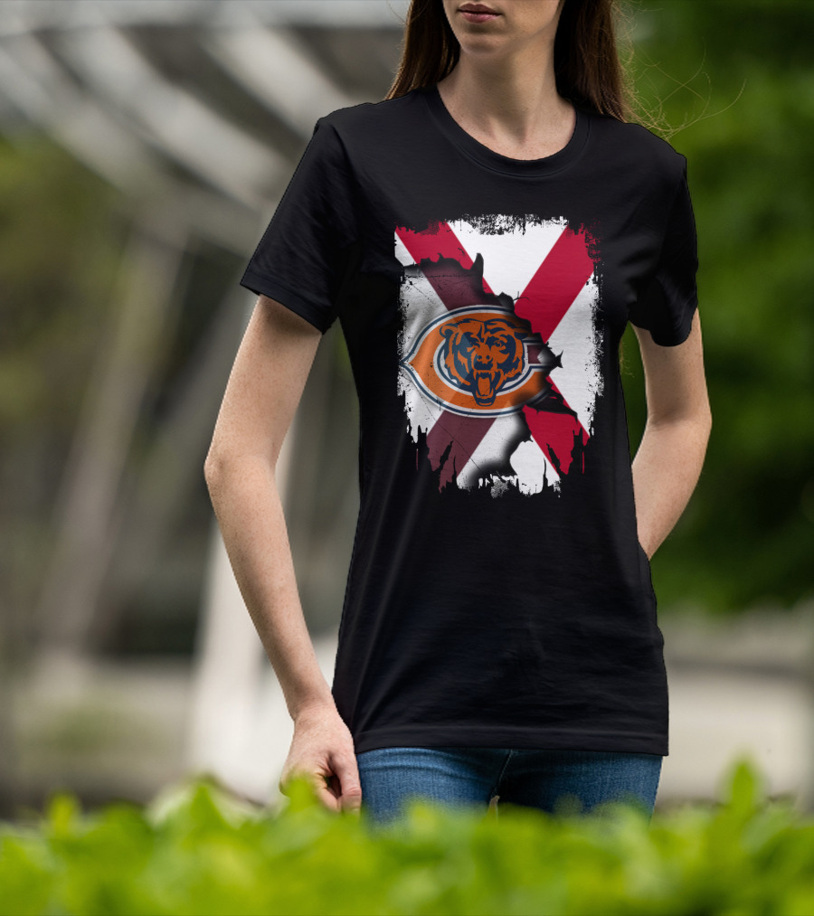 Alabama State Flag With Chicago Bears T-Shirt