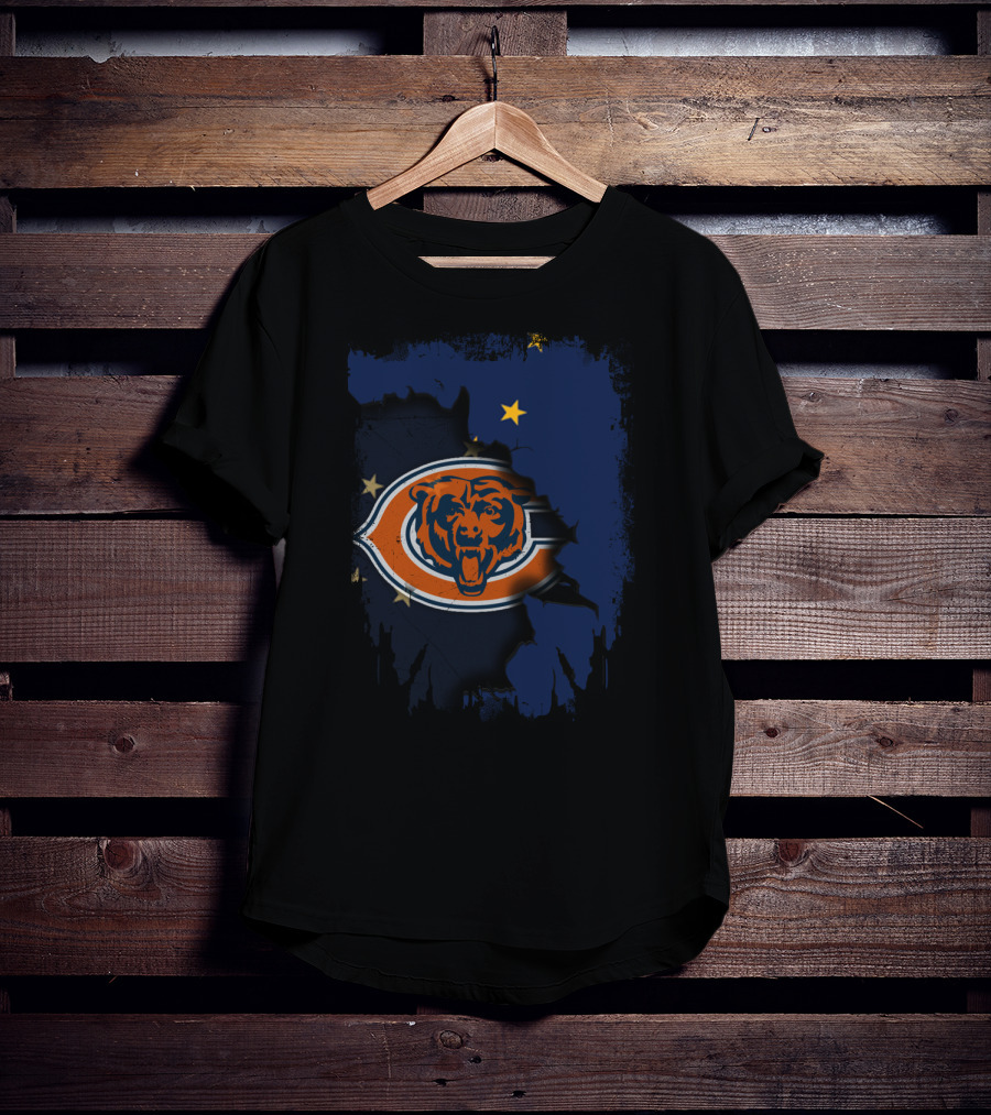 Alaska Map With Chicago Bears Logo And Stars T-Shirt