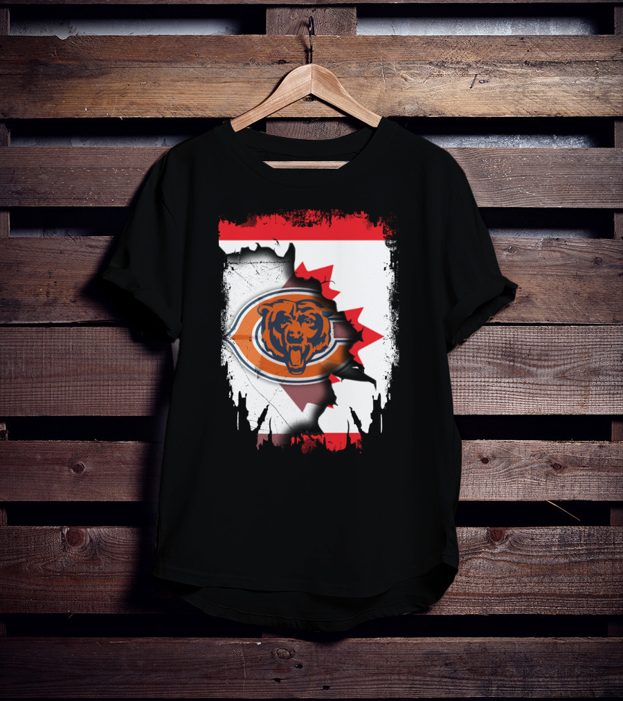 Canada Bears Logo Ripped Flag T-Shirt