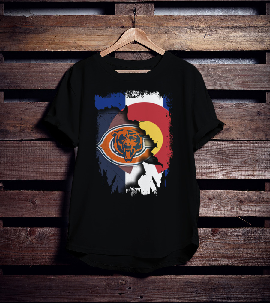 Colorado Flag Chicago Bears Logo Fusion T-Shirt