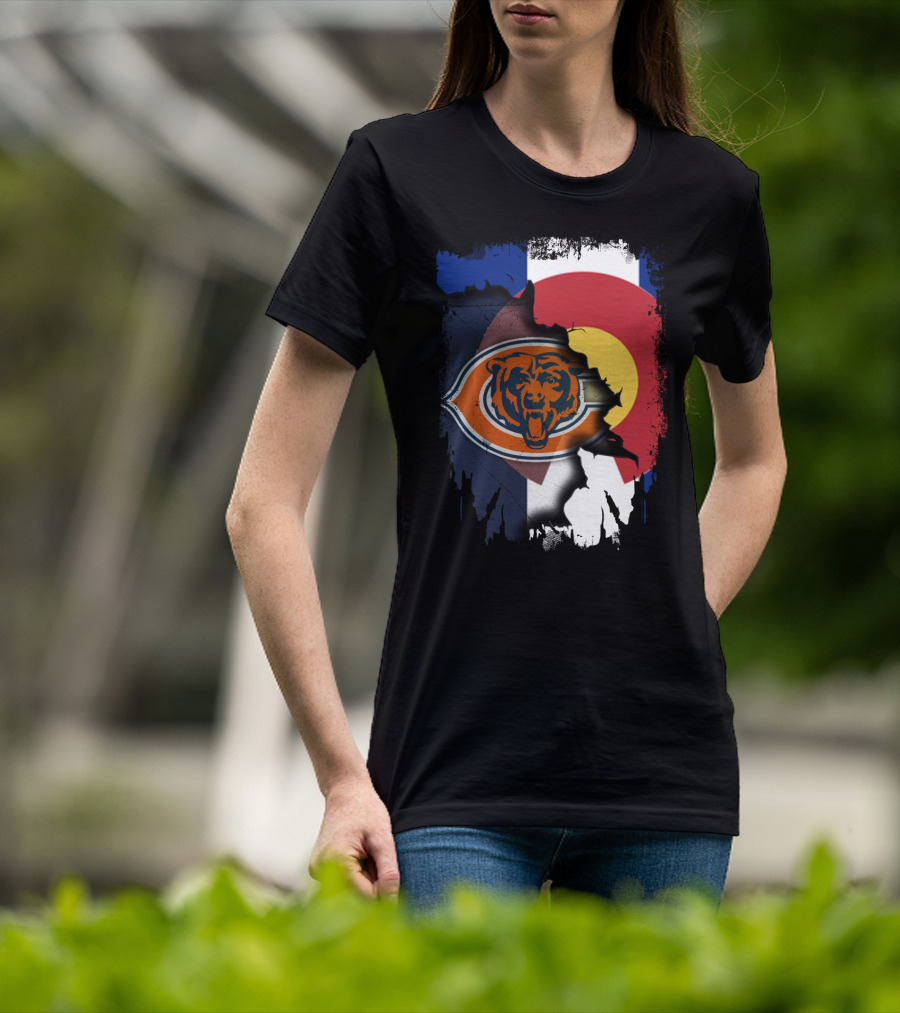 Colorado Flag Chicago Bears Logo Fusion T-Shirt