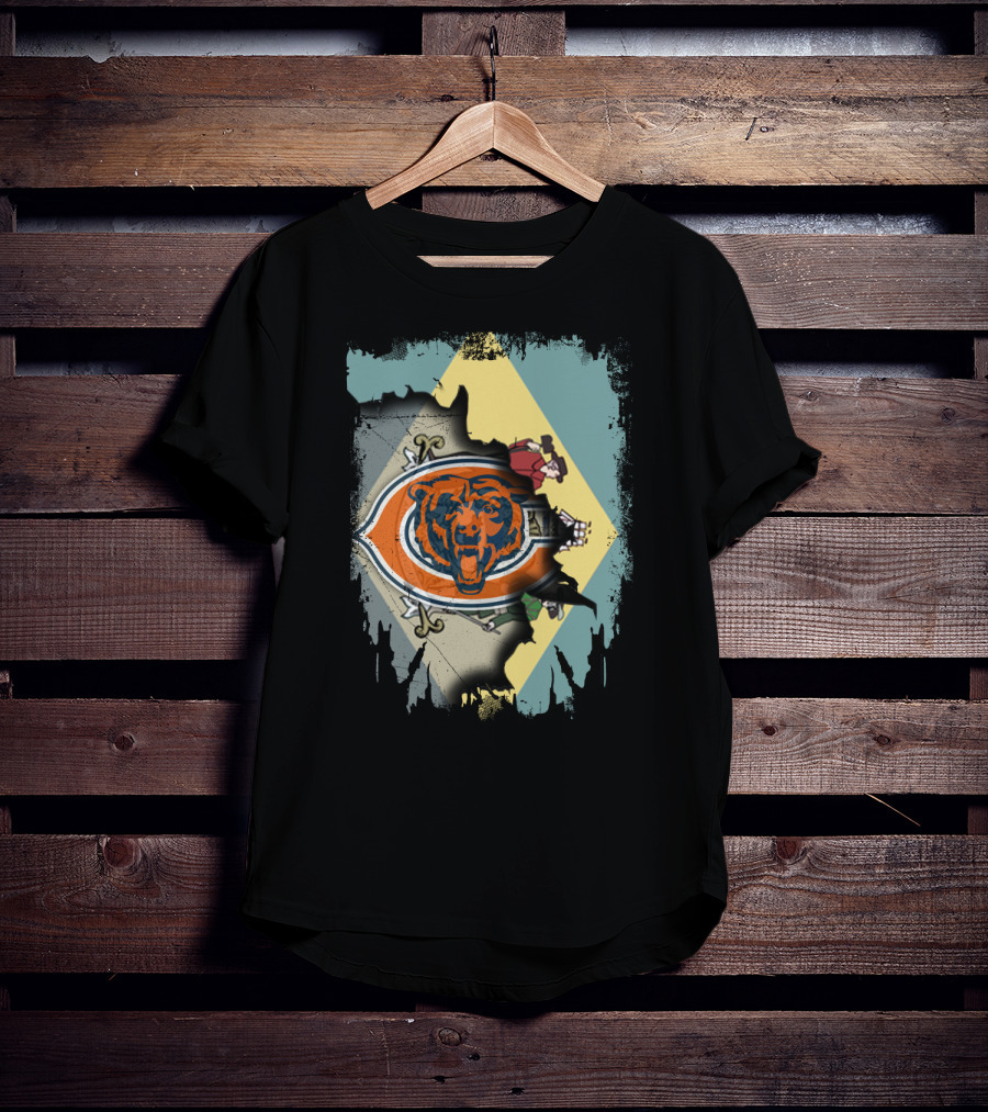 Together Delaware With Chicago Bears Logo And State Flag Elements T-Shirt