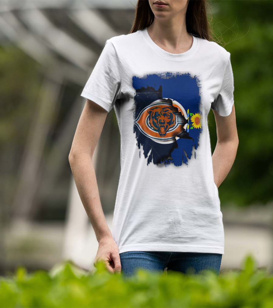 Kansas Sunflower With Chicago Bears T-Shirt