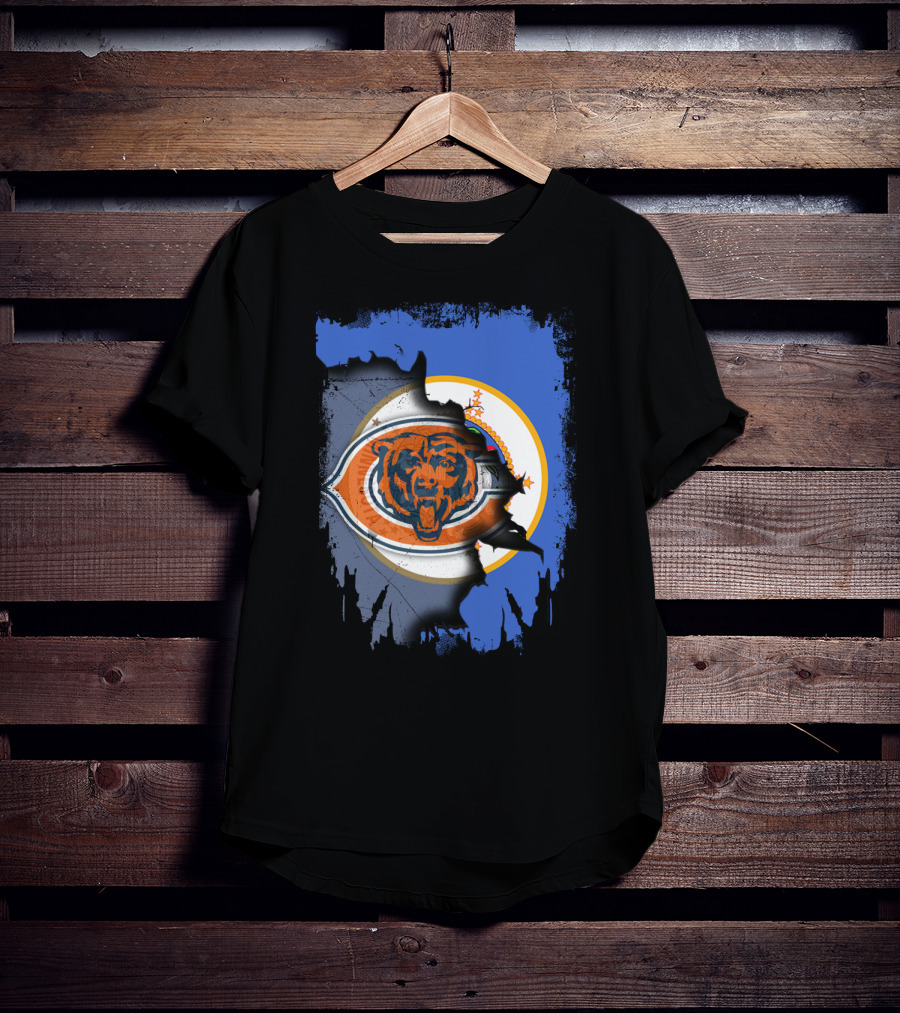 Minnesota Flag Torn To Reveal Chicago Bears T-Shirt