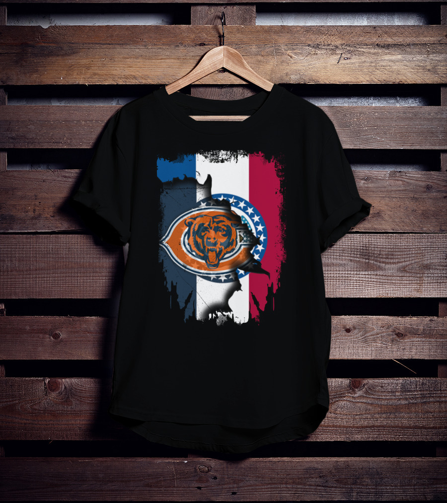 Chicago Bears Emblem Over Missouri Flag Colors T-Shirt